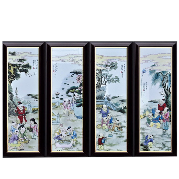 China decorative big five boys painting ceramic wall hanging plates Jahrriesnge porcelain painting of cna1439