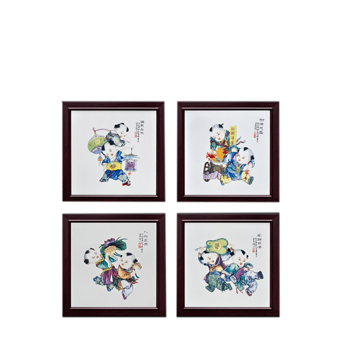 Jingdezhen decorative square boys ceramic wall hanging plates home Jahrriesnge porcelain painting of cna1447