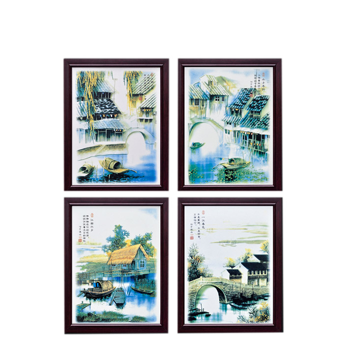 Rectangle Jiangnan water village landscape ceramic wall hanging plates Jahrriesnge porcelain painting of cna1450