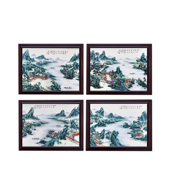 Rectangle rivers and mountains landscape ceramic wall hanging plates Jahrriesnge porcelain painting of cna1455