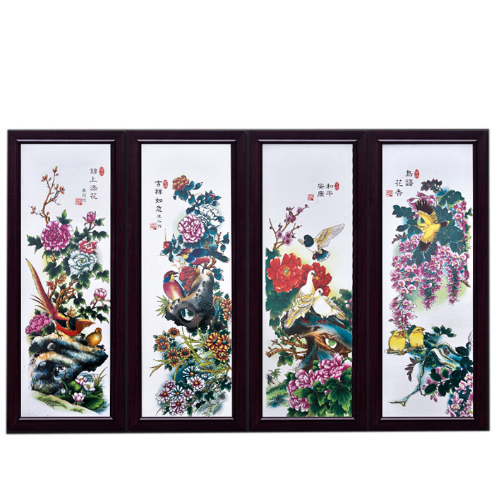 Rectangle birds and flowers ceramic wall hanging plates living room Jahrriesnge porcelain painting of cna1461