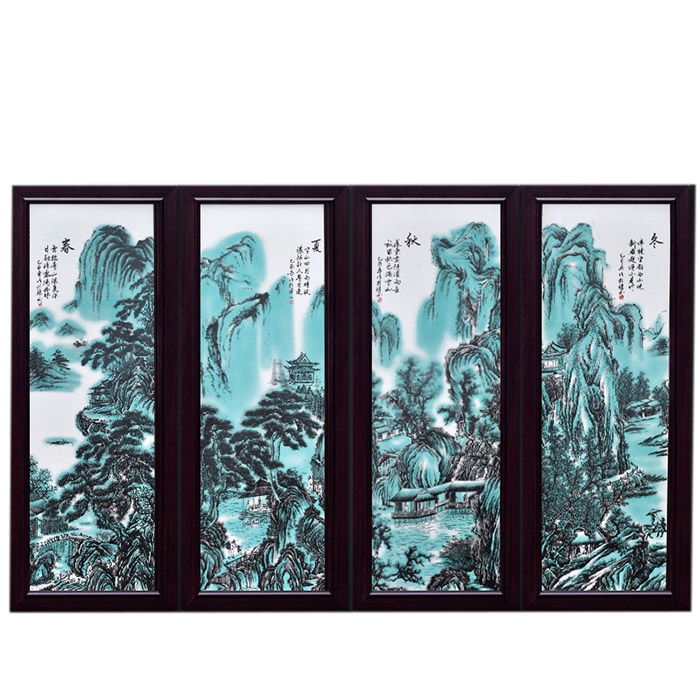Rectangle spring summer autumn winter ceramic wall hanging plates home Jahrriesnge porcelain painting of cna1465
