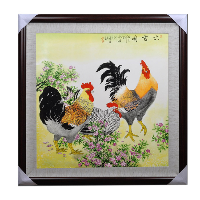 Square chickens painting decorative ceramic wall hanging plates home Jahrriesnge porcelain painting of cna1467