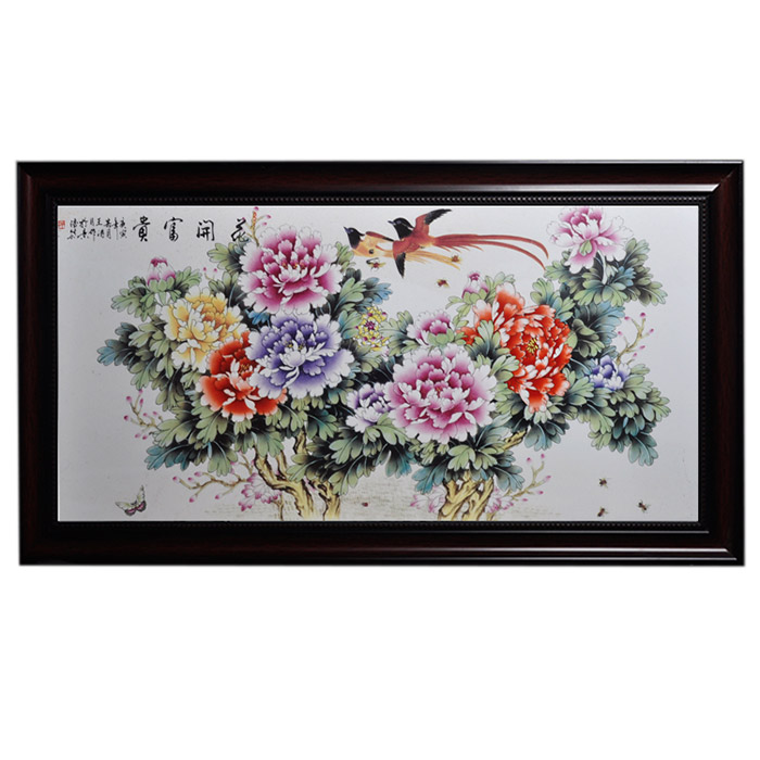 Decorative peonies and birds painting ceramic wall hanging plates home Jahrriesnge porcelain painting of cna1481