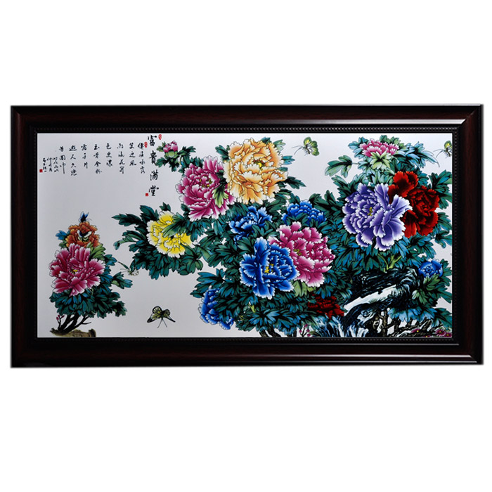 Decorative a lot of peonies painting ceramic wall hanging plates home Jahrriesnge porcelain painting of cna1484
