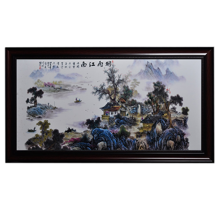 Misty rain Jiangnan scenery painting ceramic wall hanging plates home Jahrriesnge porcelain painting of cna1486