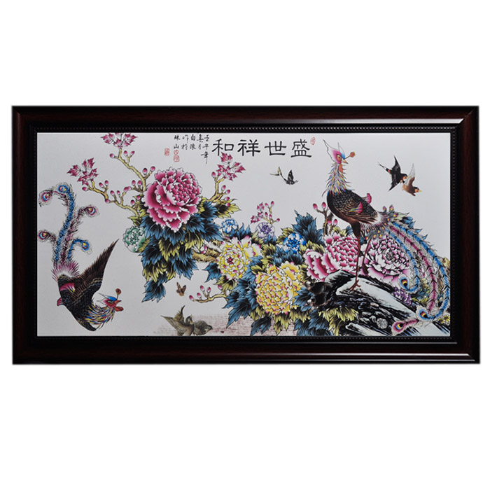 Prosperity and harmony birds and flowers ceramic wall hanging plates Jahrriesnge porcelain painting of cna1487