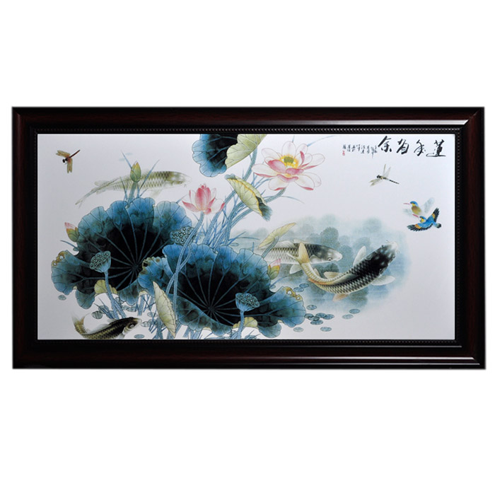 Decorative lotus and fish painting ceramic wall hanging plates home Jahrriesnge porcelain painting of cna1488