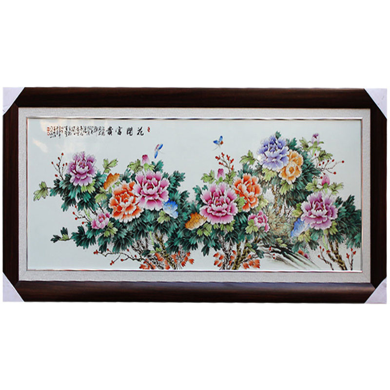 Ceramics plate painting with peonies decorative framed living room Jahrriesnge porcelain painting of cna1513