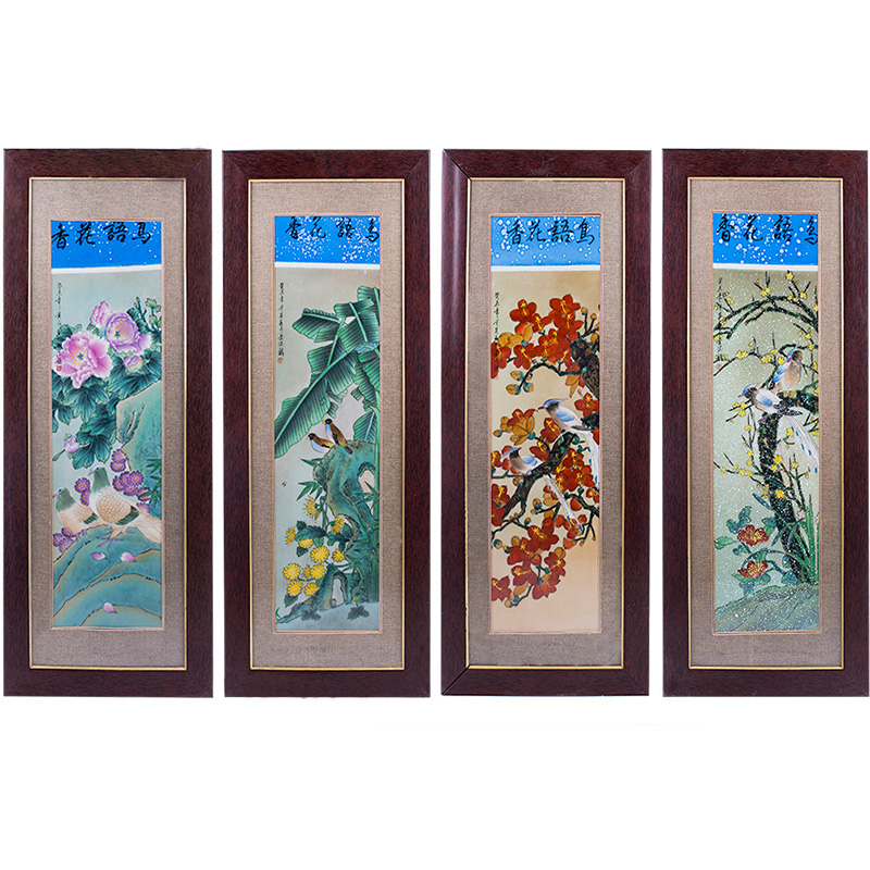 Birds and flowers porcelain hanging plate painting living room Jahrriesnge porcelain painting of cna1519