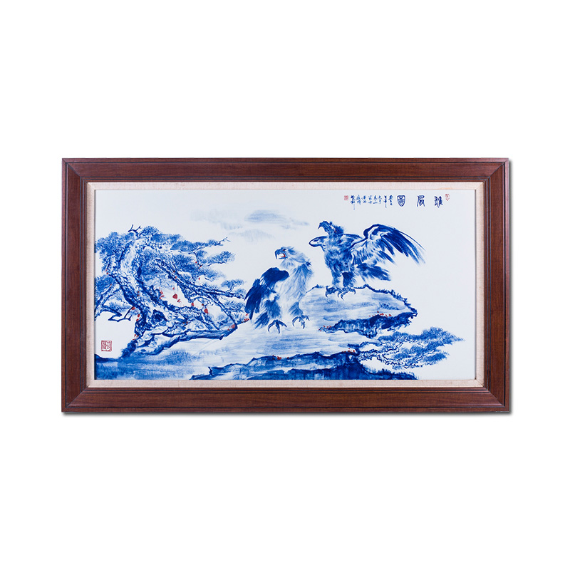 Hand painted blue and white porcelain plate painting office decoration Jahrriesnge porcelain painting of cna1535