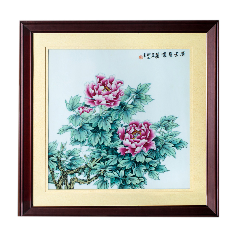 Jingdezhen hand painted peonies ceramic plate painting sofa background Jahrriesnge porcelain painting of cna1551