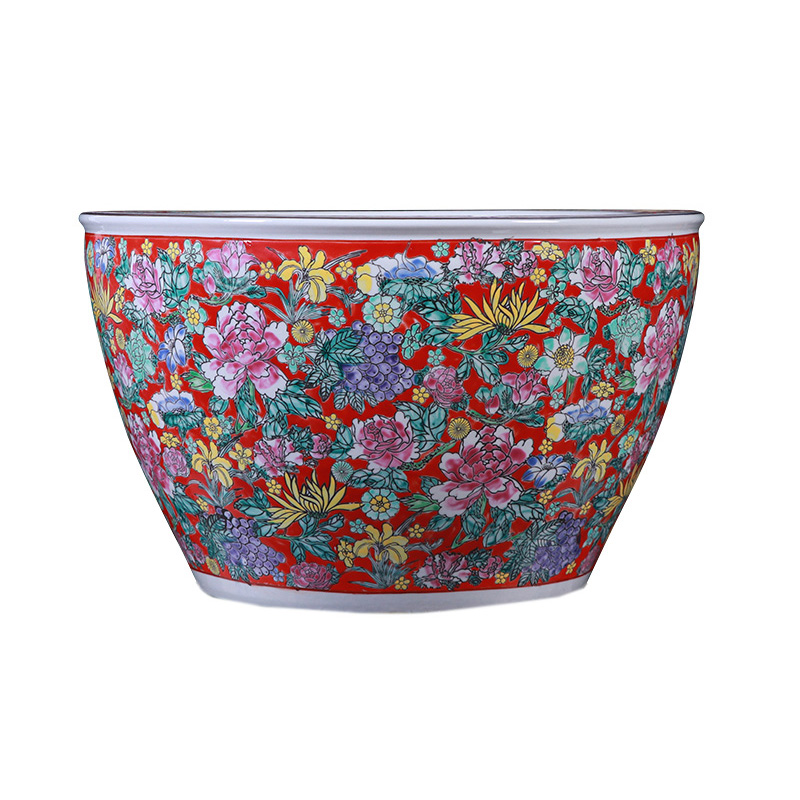 Jingdezhen ceramic pastel porcelain gold fish sink for courtyard Jahrriesnge porcelain of cna1554