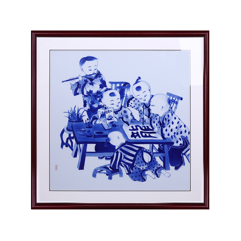 Jingdezhen ceramic hand-painted boys figure porcelain plate painting Jahrriesnge porcelain painting of cna1586