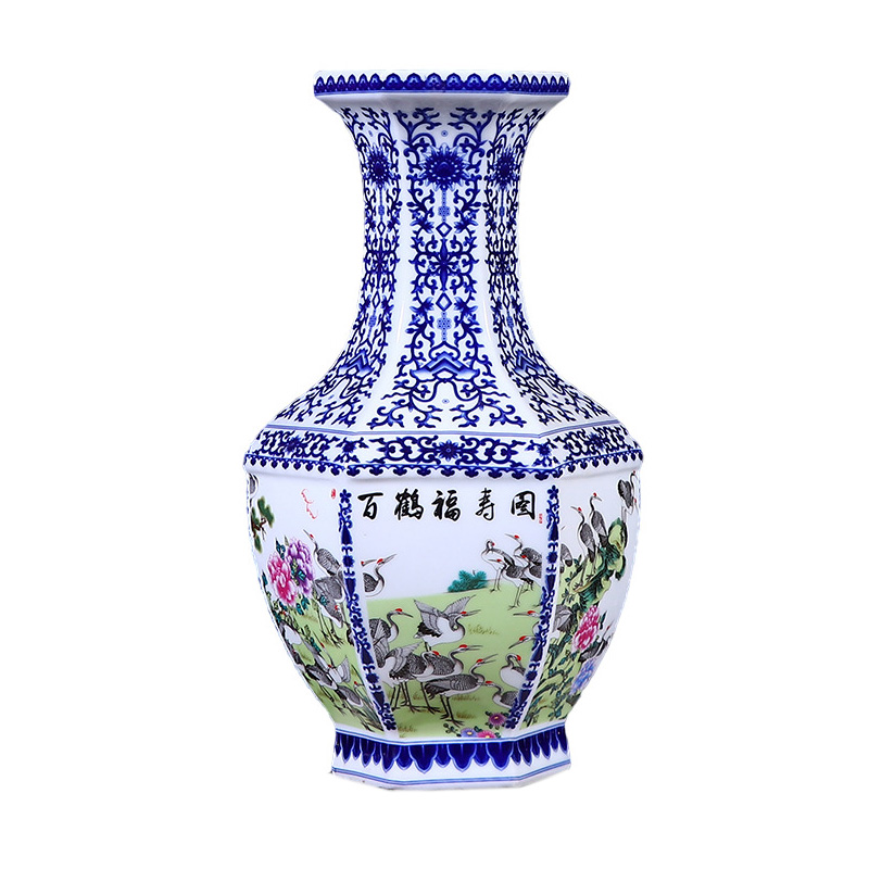 Jingdezhen pastel ceramic flower vase crane blessing living room Jahrriesnge porcelain of cna1590