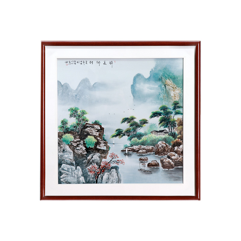 Hand-painted landscape porcelain hanging plate painting living room Jahrriesnge porcelain painting of cna1613