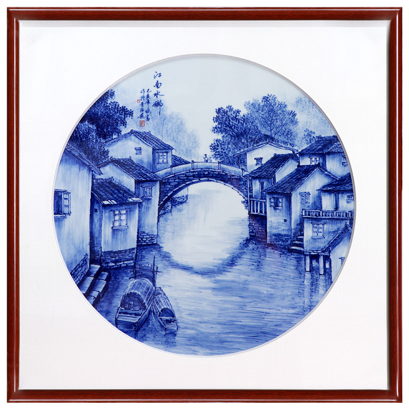 Hand-painted blue and white chinese hanging porcelain plate painting Jahrriesnge porcelain painting of cna1620