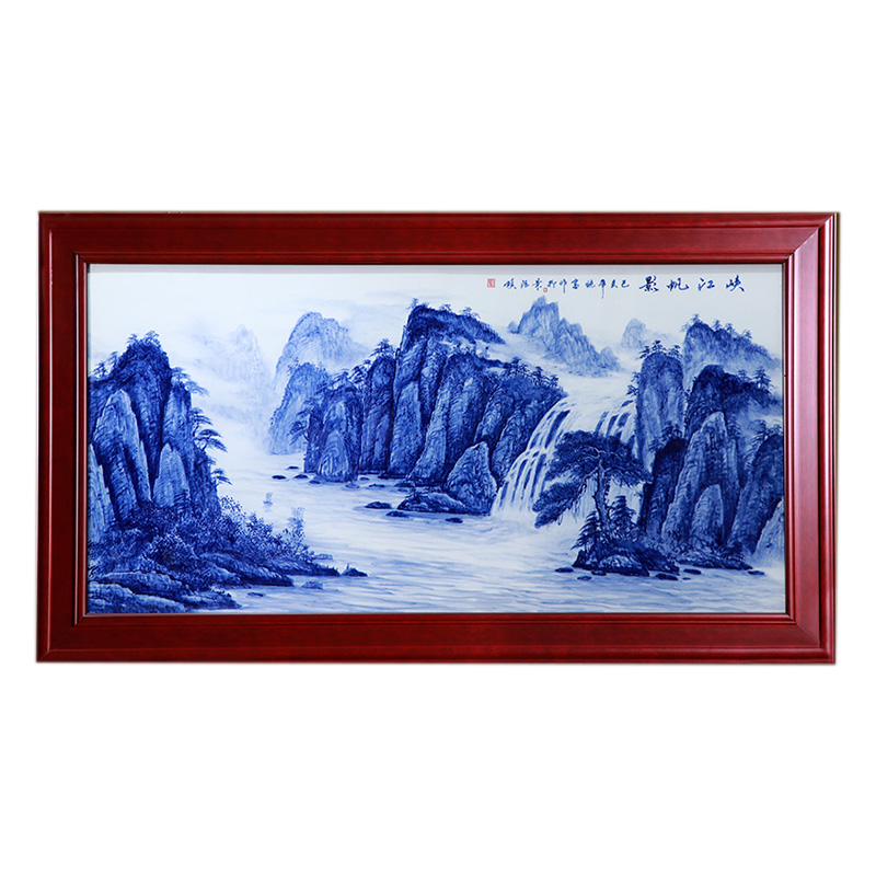 Hand-painted blue and white landscape porcelain plate painting office Jahrriesnge porcelain painting of cna1632