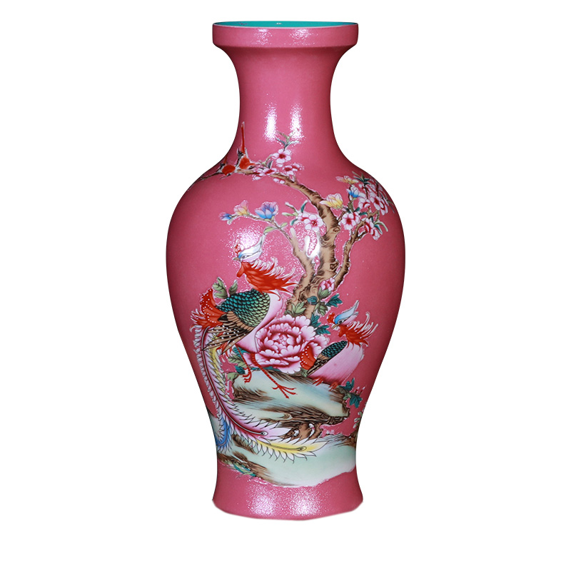 Jingdezhen big pink enamel porcelain flower vase living room decoratio Jahrriesnge porcelain of cna1633