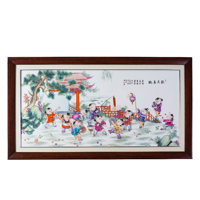 Jingdezhen Pastel happy porcelain plate painting wall decoration Jahrriesnge porcelain painting of cna1642