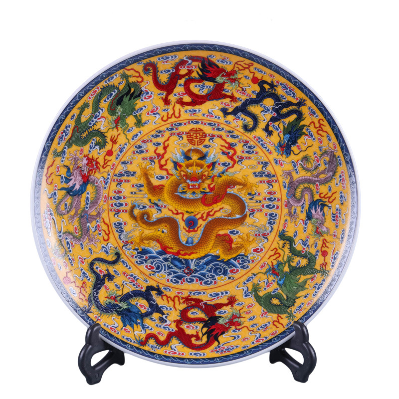 Jingdezhen ceramics Kowloon picture ceramic hanging plate decoration Jahrriesnge porcelain of cna1674