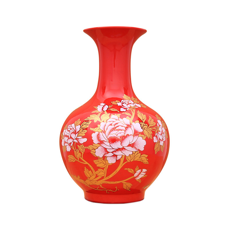 Jingdezhen big red ceramics flower vase living room decorations china Jahrriesnge porcelain of cna1685