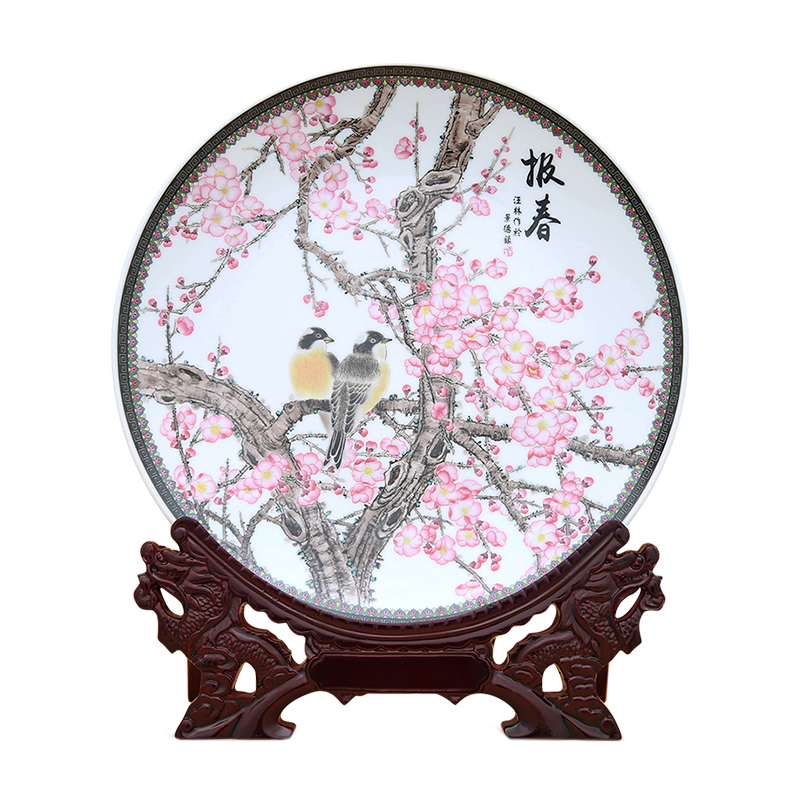 Jingdezhen sparrow in spring ceramics plate home decorations china Jahrriesnge porcelain of cna1696