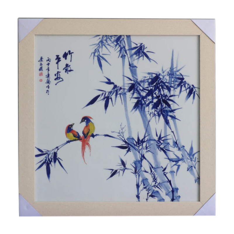 Jingdezhen birds and bamboo ceramic painting hotel club teahouse home Jahrriesnge porcelain painting of cna1727