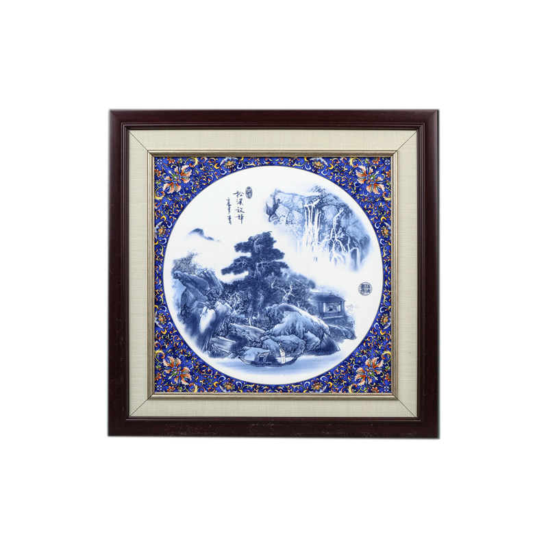Blue and white landscape porcelain plate painting living room hotel Jahrriesnge porcelain painting of cna1743