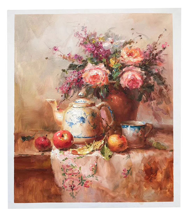 Jahrriesnge Still Life of fruit-flower-bottle-kettle-cup-lpg0811